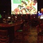 A panoramic shot of The Honest Lawyer in Whitby, ON.  220" BIg screens!!
